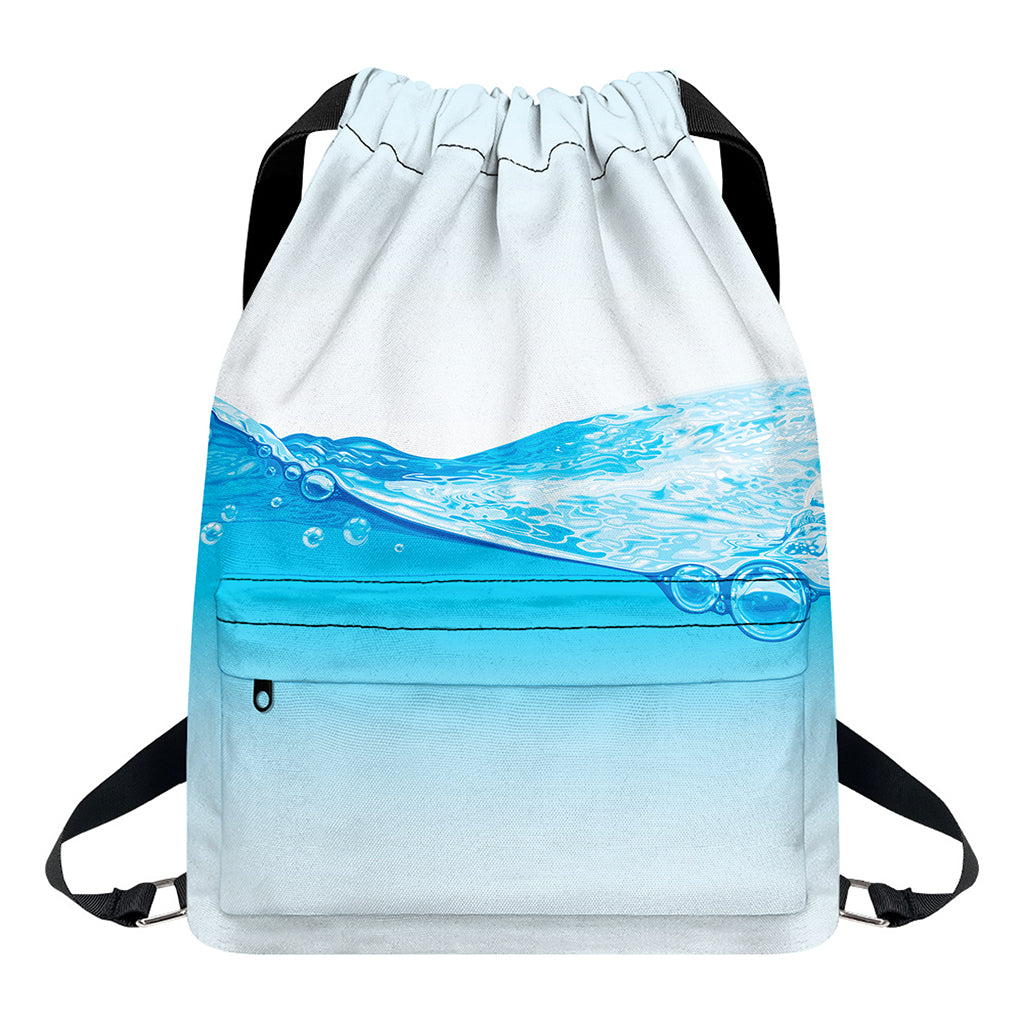 Water Wave Print Drawstring Backpack