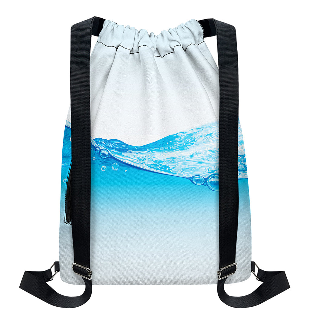 Water Wave Print Drawstring Backpack