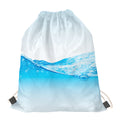 Water Wave Print Drawstring Bag