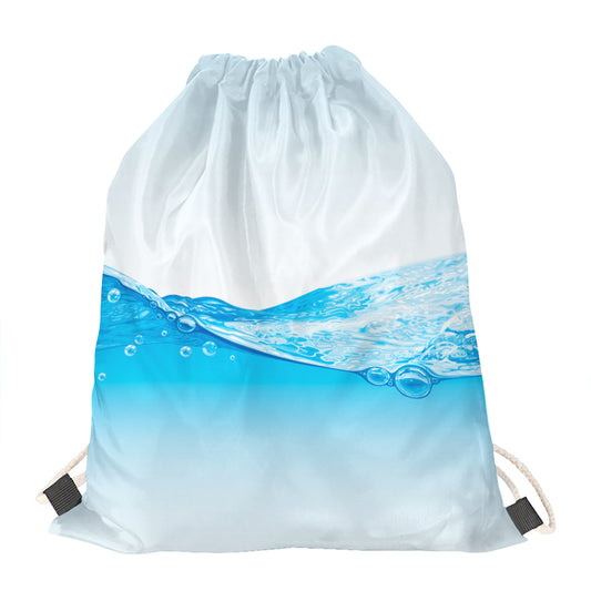 Water Wave Print Drawstring Bag