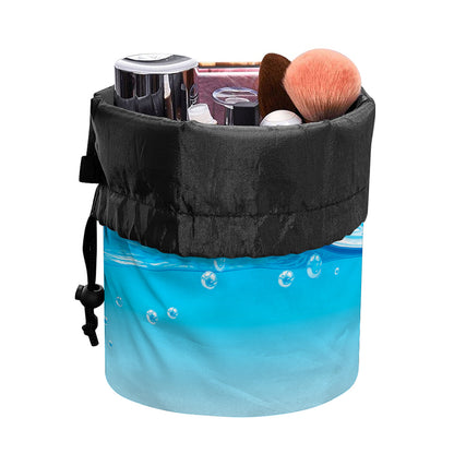 Water Wave Print Drawstring Makeup Bag