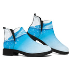 Water Wave Print Flat Ankle Boots