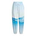 Water Wave Print Fleece Lined Knit Pants