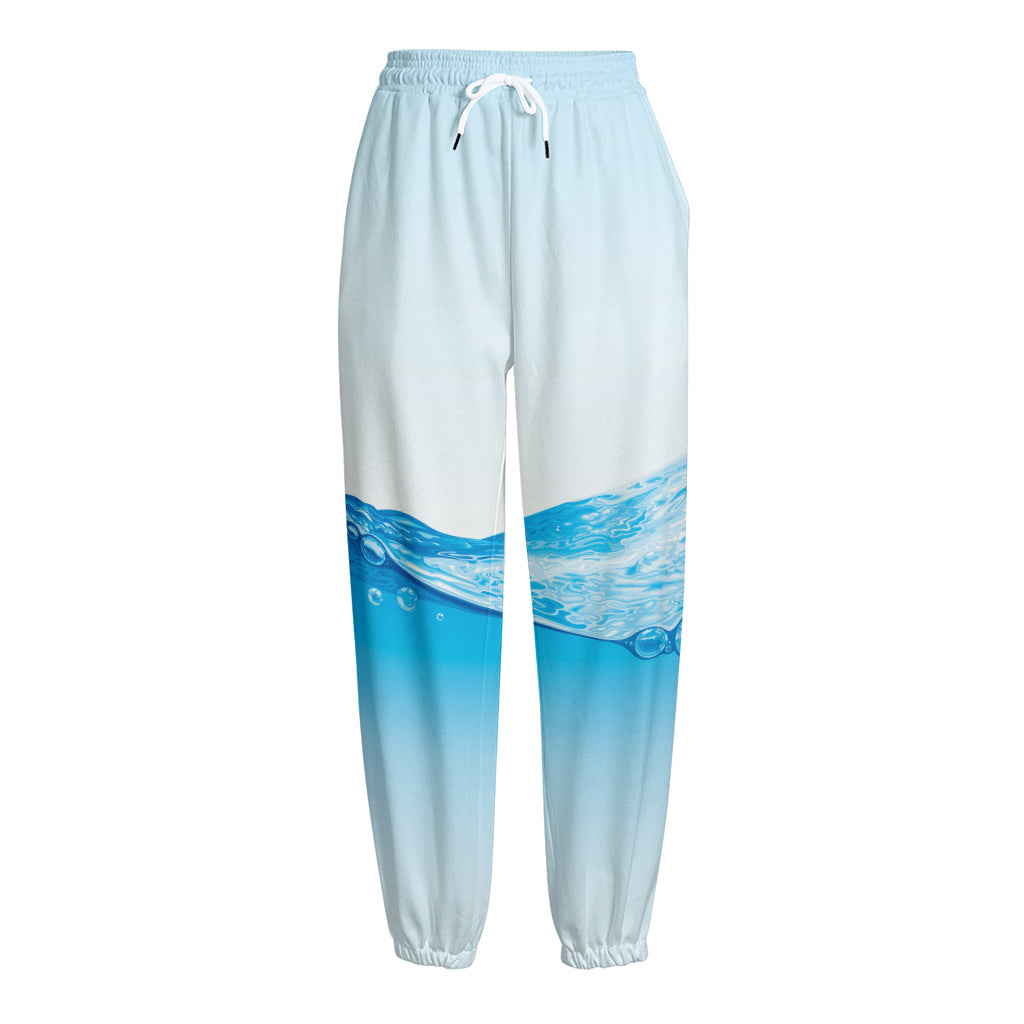 Water Wave Print Fleece Lined Knit Pants