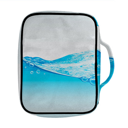 Water Wave Print Front Pocket Bible Bag