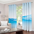 Water Wave Print Grommet Curtains
