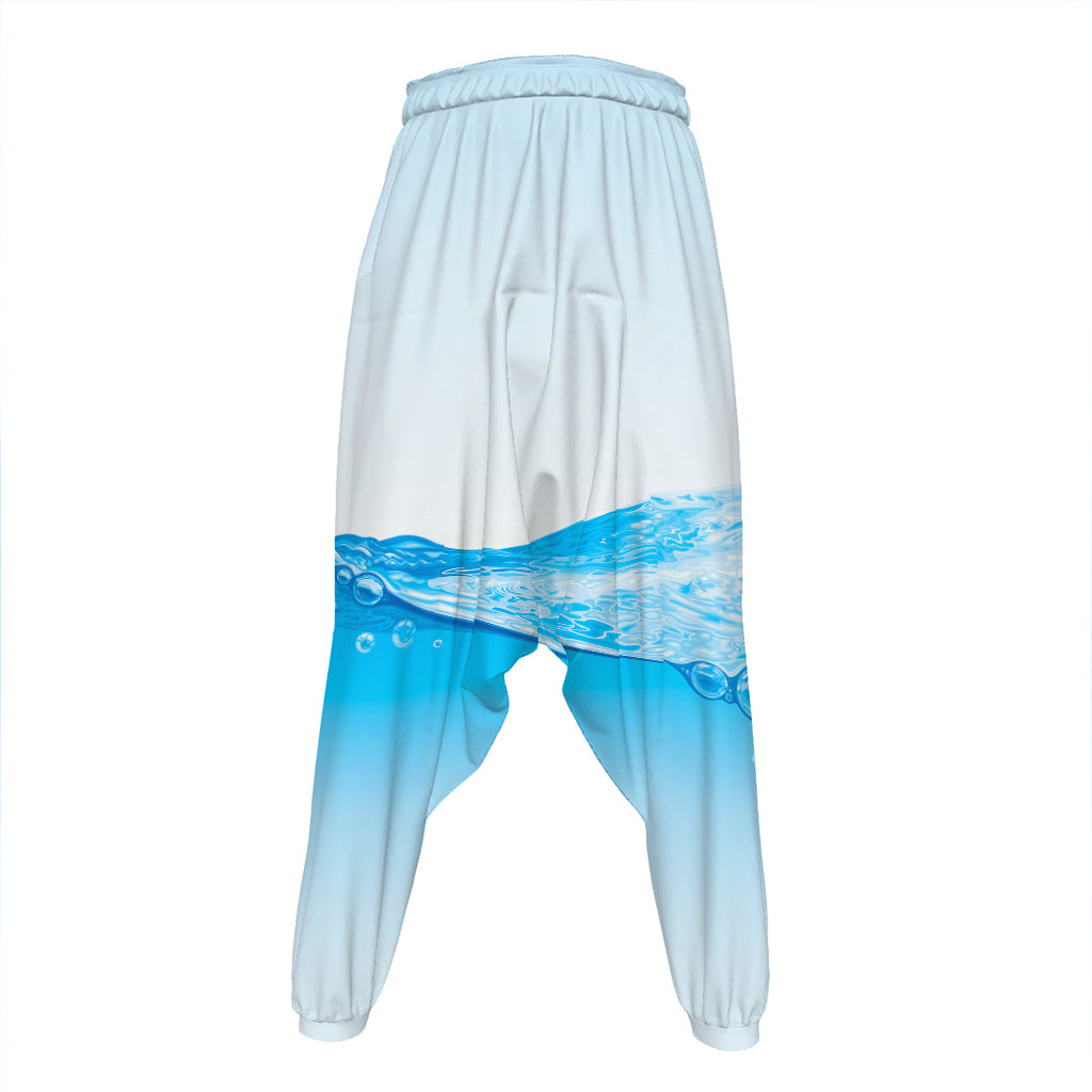 Water Wave Print Hammer Pants