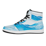 Water Wave Print High Top Leather Sneakers