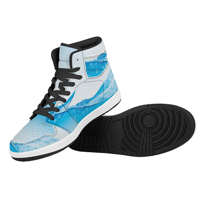 Water Wave Print High Top Leather Sneakers