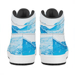 Water Wave Print High Top Leather Sneakers