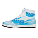 Water Wave Print High Top Leather Sneakers