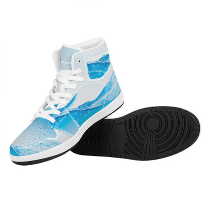 Water Wave Print High Top Leather Sneakers