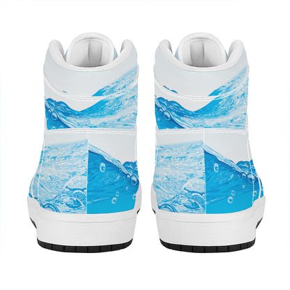 Water Wave Print High Top Leather Sneakers