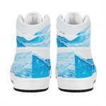 Water Wave Print High Top Leather Sneakers