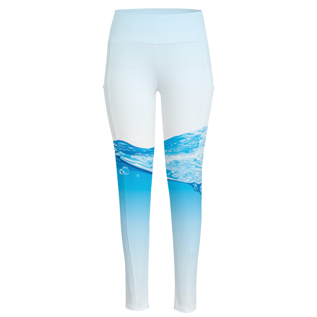 Water Wave Print High-Waisted Pocket Leggings