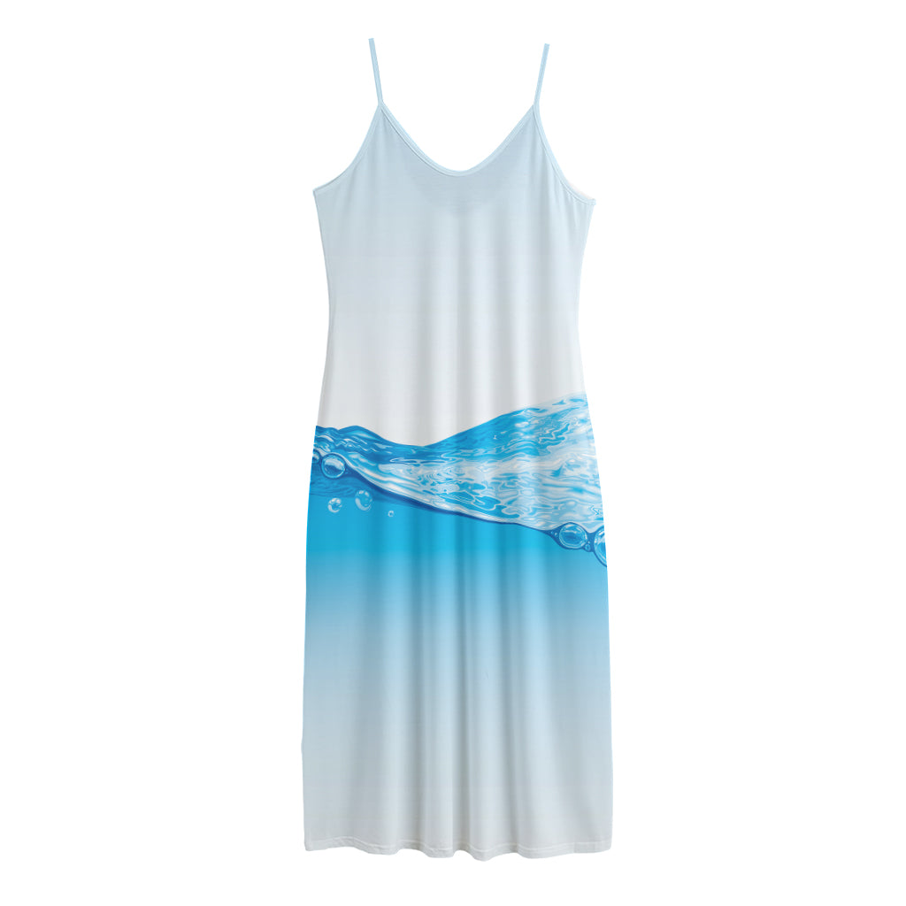 Water Wave Print Jersey Midi Cami Dress