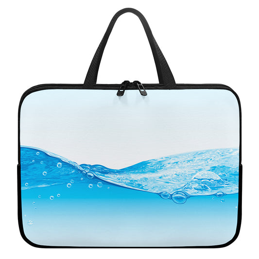 Water Wave Print Laptop Sleeve With Handle