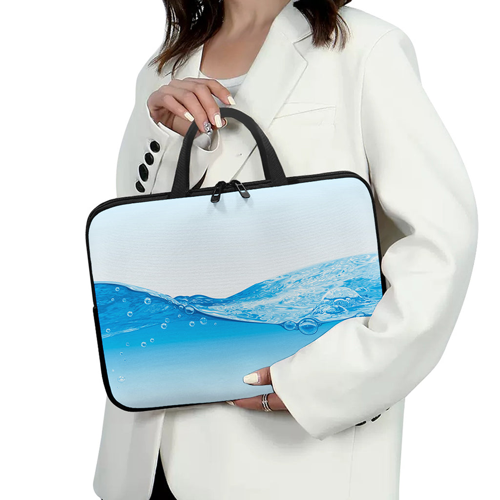 Water Wave Print Laptop Sleeve With Handle