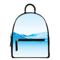 Water Wave Print Leather Backpack
