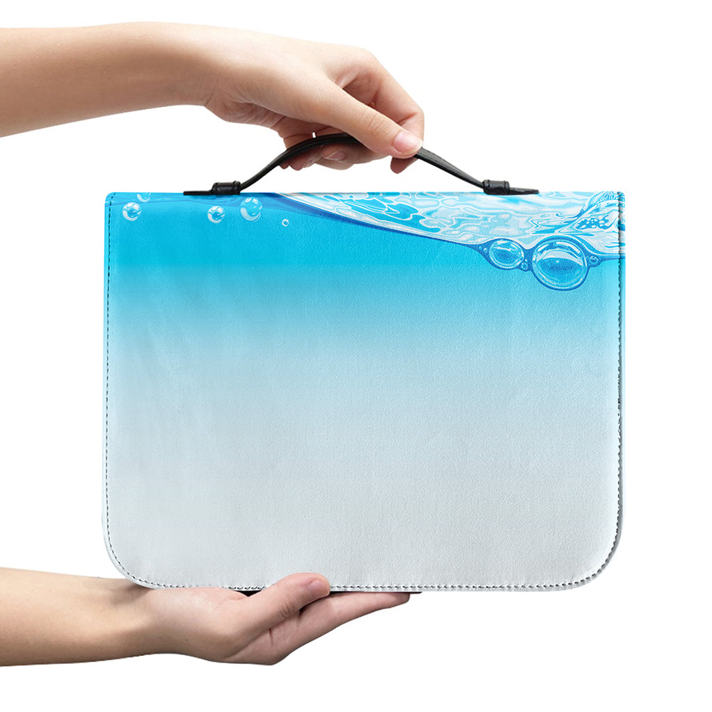 Water Wave Print Leather Bible Cover