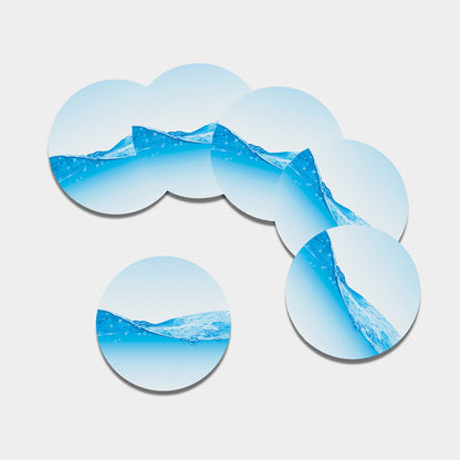 Water Wave Print Leather Coaster Set
