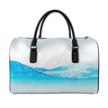 Water Wave Print Leather Duffel Bag