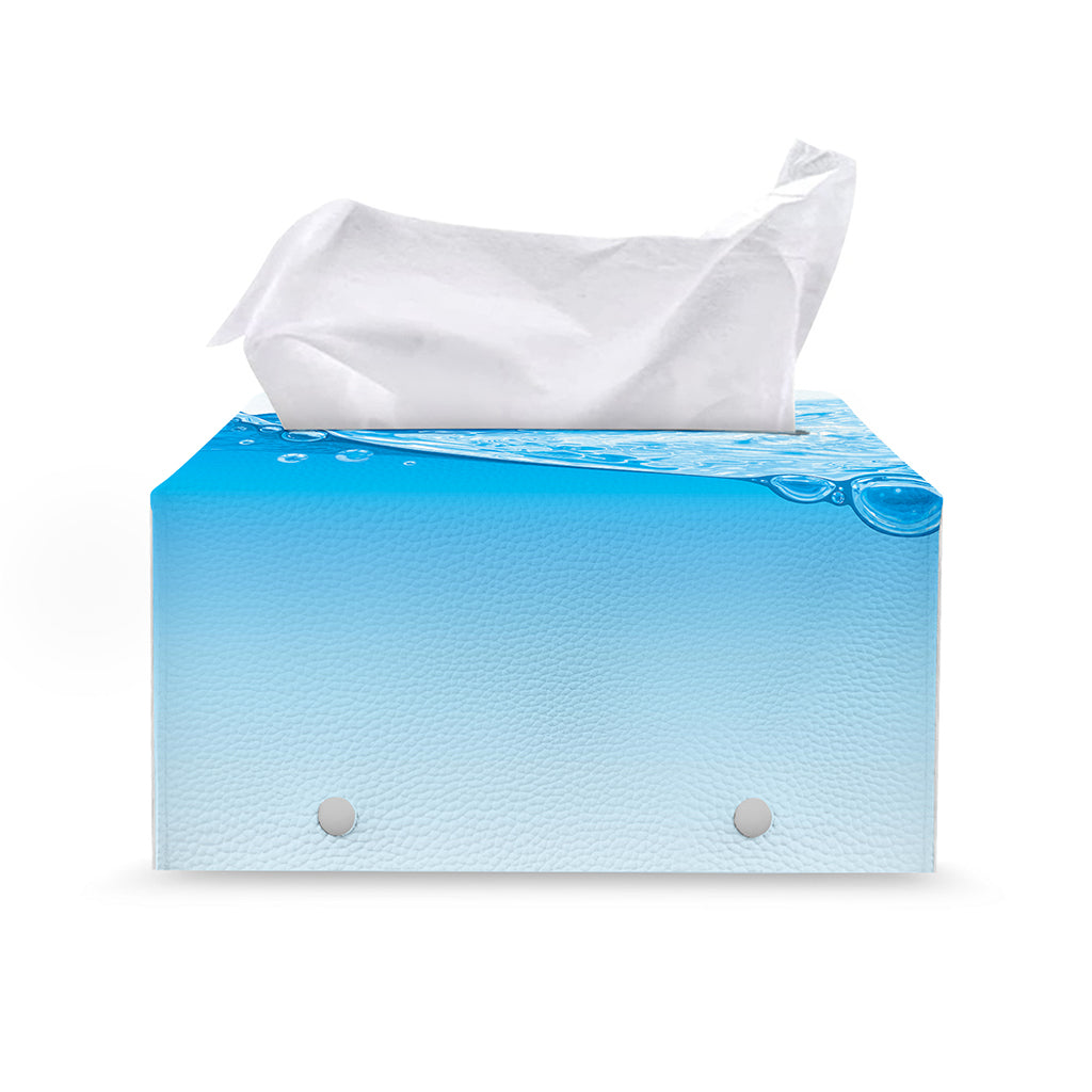Water Wave Print Leather Tissue Box Cover