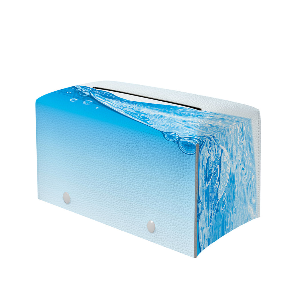 Water Wave Print Leather Tissue Box Cover