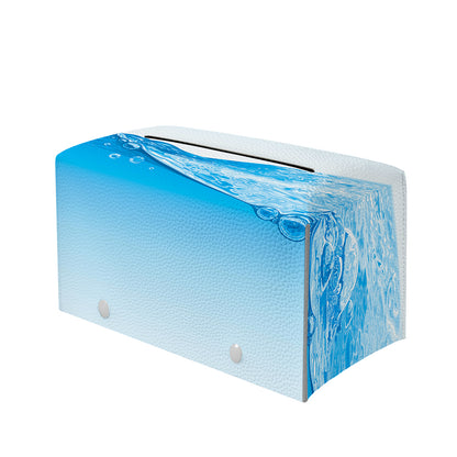 Water Wave Print Leather Tissue Box Cover