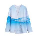 Water Wave Print Long Sleeve Short Coat
