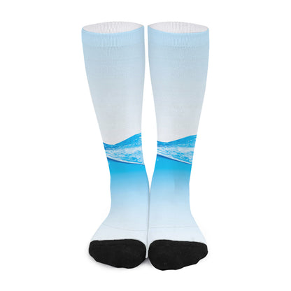 Water Wave Print Long Socks