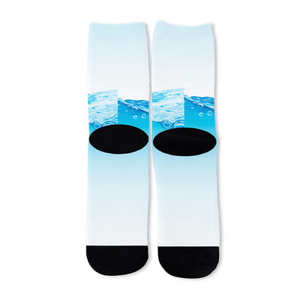 Water Wave Print Long Socks