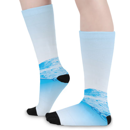 Water Wave Print Long Socks