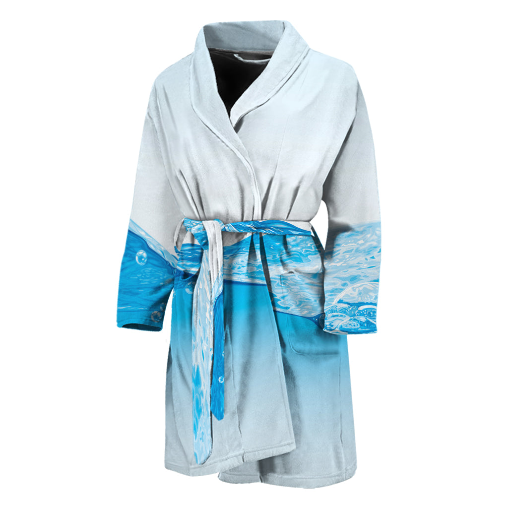 Water Wave Print Men's Bathrobe