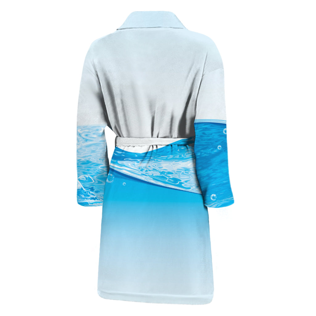 Water Wave Print Men's Bathrobe
