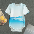 Water Wave Print Men's Bodysuit