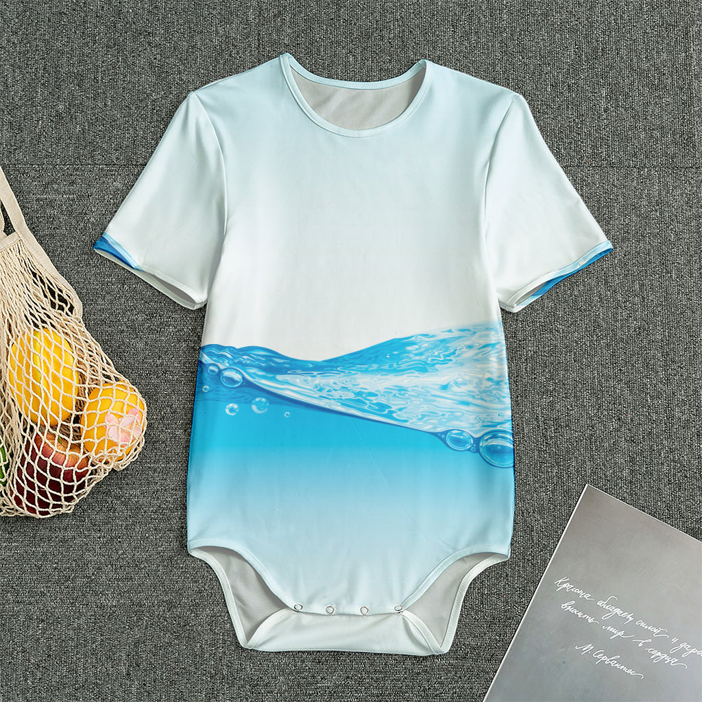 Water Wave Print Men's Bodysuit