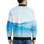 Water Wave Print Men's Bomber Jacket