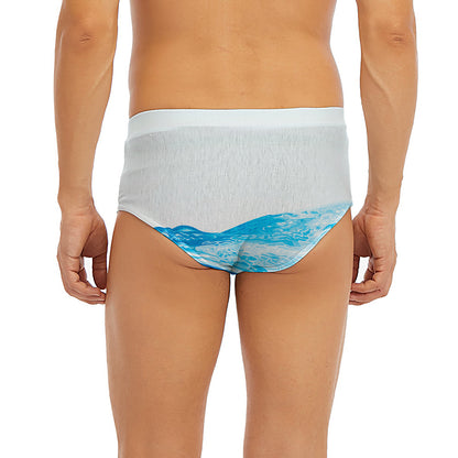 Water Wave Print Men's Briefs