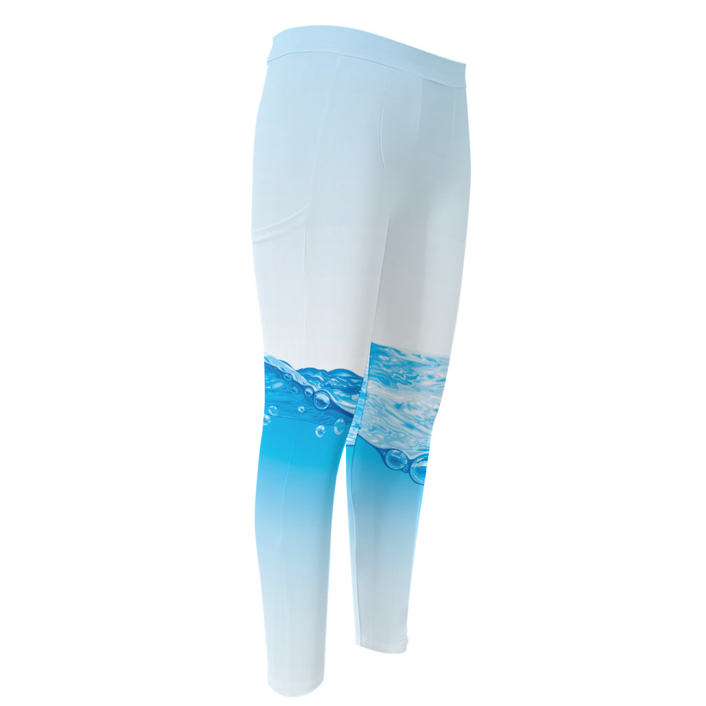 Water Wave Print Men's Compression Pants