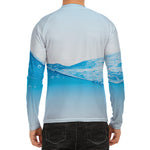 Water Wave Print Men's Long Sleeve Rash Guard