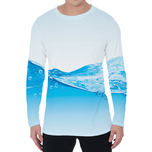 Water Wave Print Men's Long Sleeve T-Shirt