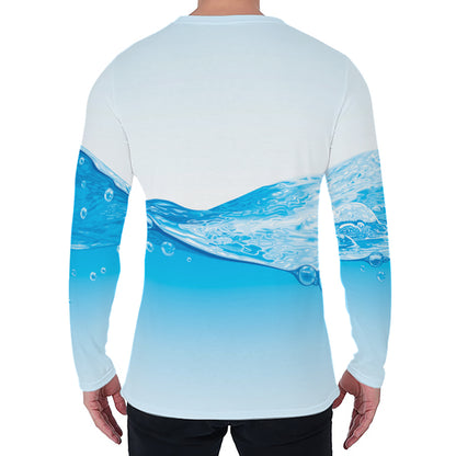 Water Wave Print Men's Long Sleeve T-Shirt
