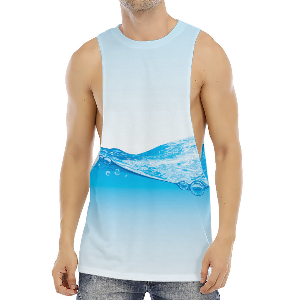 Water Wave Print Men's Muscle Tank Top