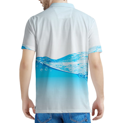 Water Wave Print Men's Polo Shirt