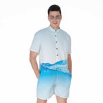 Water Wave Print Men's Rompers