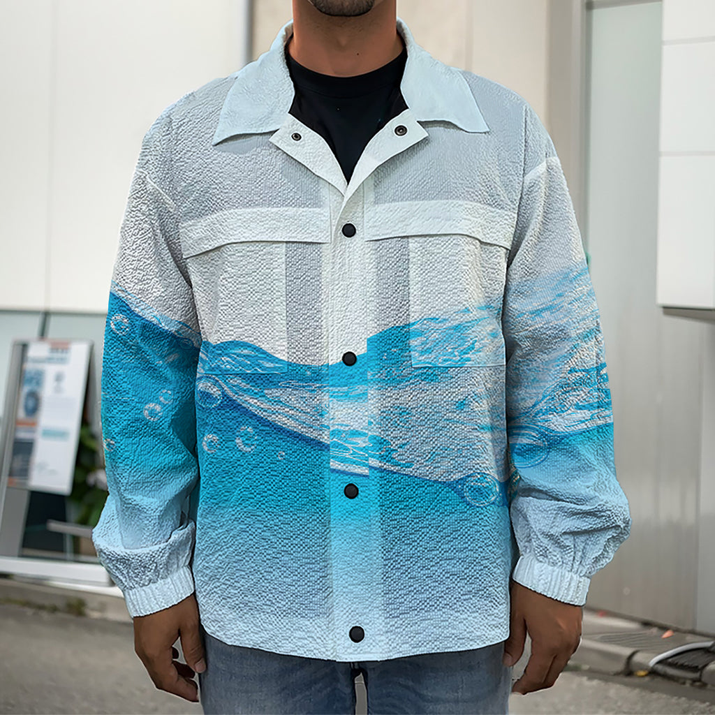 Water Wave Print Men's Shirt Jacket