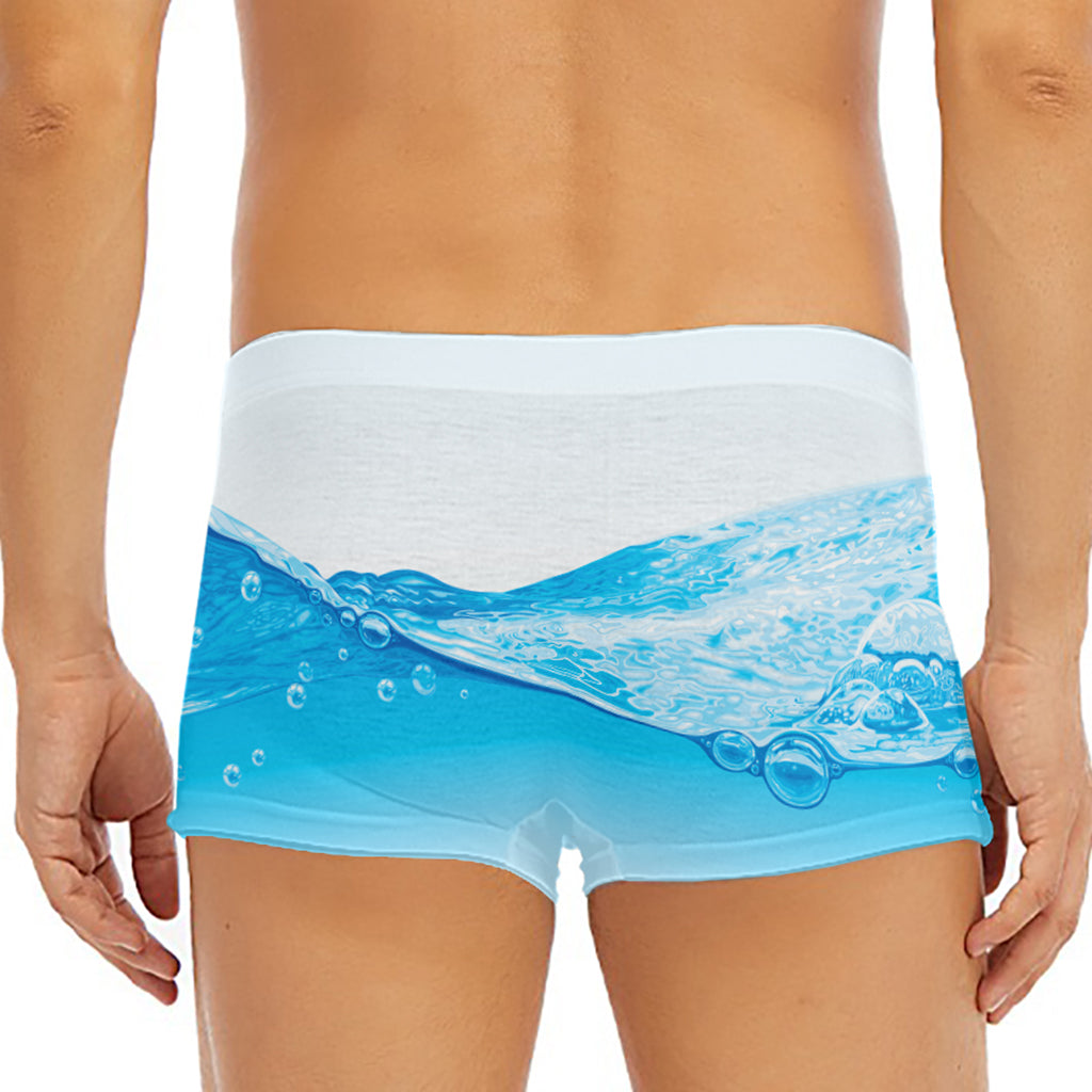 Water Wave Print Men's Short Boxer Briefs