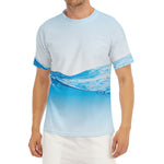 Water Wave Print Men's Short Sleeve Rash Guard