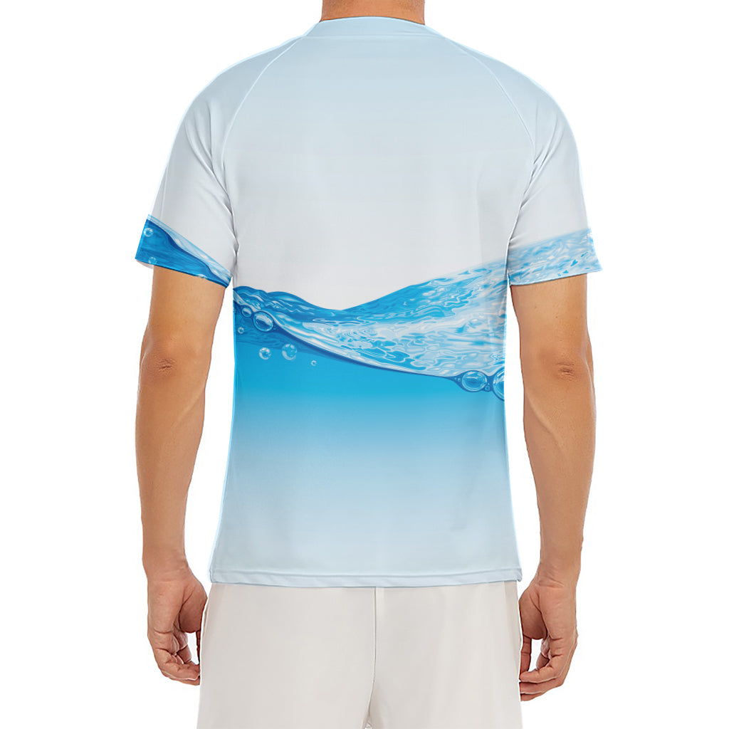 Water Wave Print Men's Short Sleeve Rash Guard